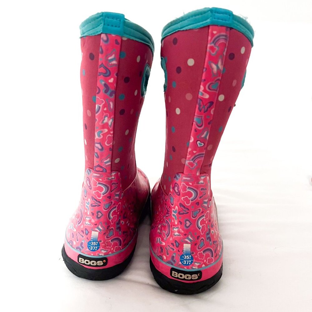 Bogs hearts/rainbows K Classic rain boots VGUC size 6 EU 39 - Picture 7 of 12